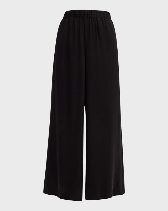 Missy Silk Georgette Crepe Wide-Leg Ankle Pants